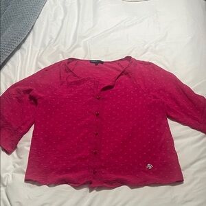 Adrianne Vittadini Women's Pink Button-Up Top